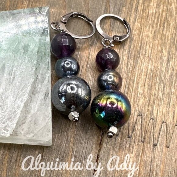 Wimsigoth Amethyst chunky earrings - Picture 1 of 1